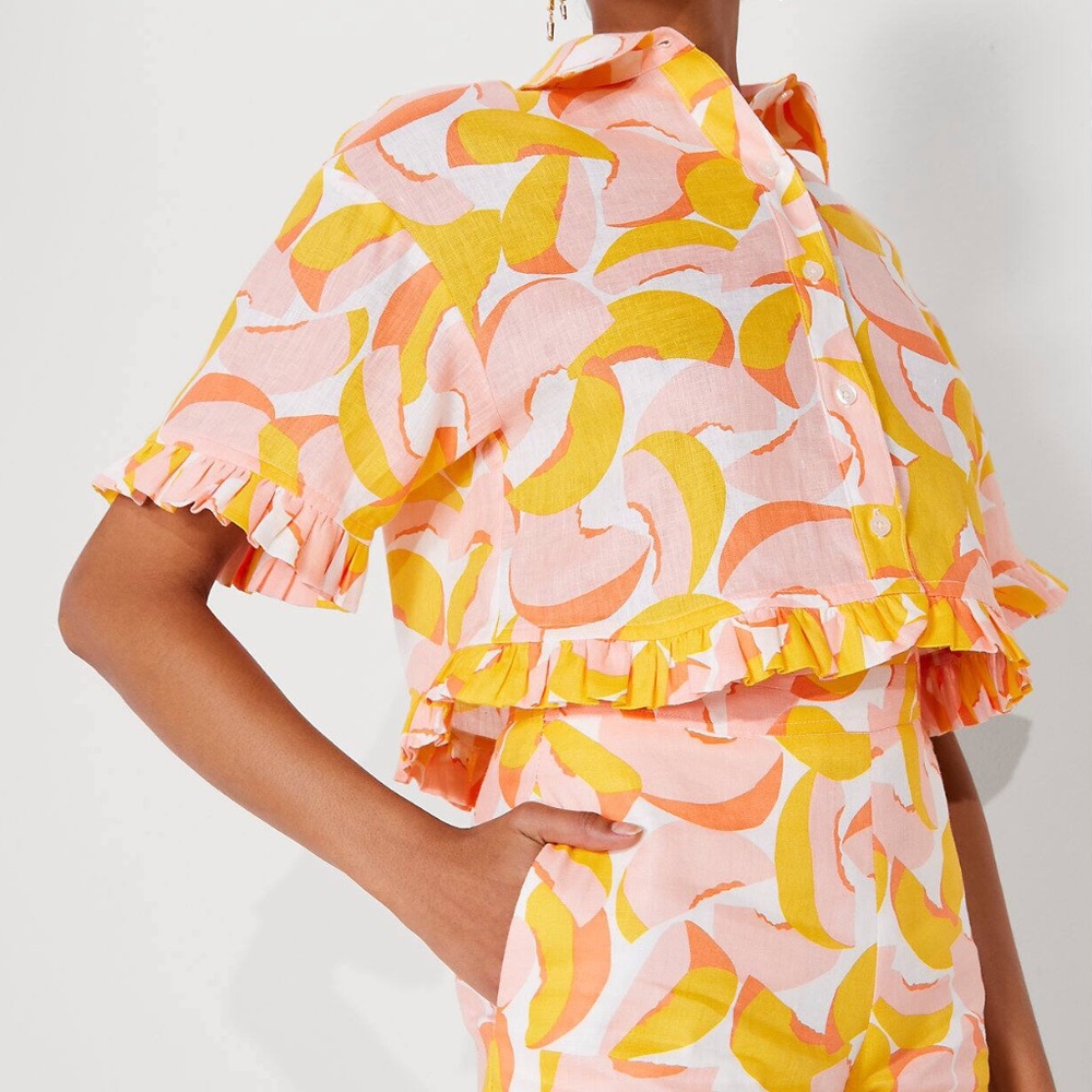 Kate Spade Peaches Cropped Shirt - Picture 2 of 6